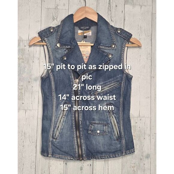 RARE Perfecto By Schott Joplin Jacket Denim Motorcycle Vest NWT Defect Read - Picture 2 of 9